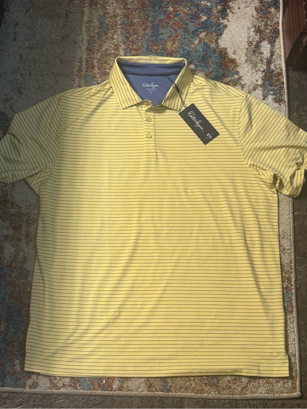 Walter Hagen Man’sU.S. Polo Assn. Yellow Striped Polo Shirt Size XL Retail $65